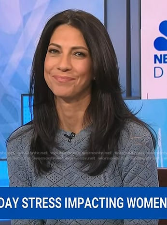 Dr. Natalie Azar's blue pointelle sweater on NBC News Daily