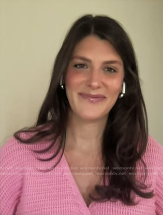 Natalie Guss's pink knit wrap top on NBC News Daily