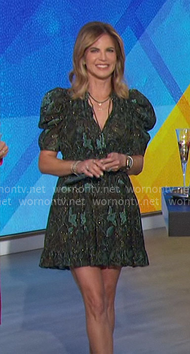 Natalie's metallic green dress on The Talk