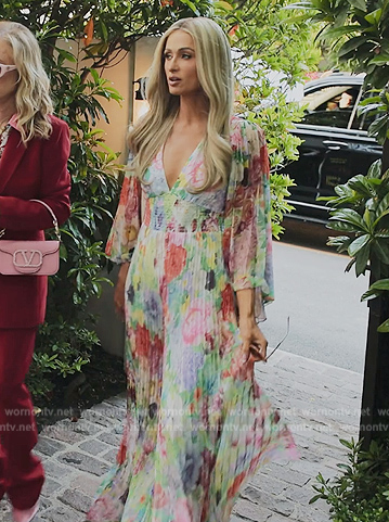 Paris Hilton's multicolored floral print jumpsuit on The Kardashians