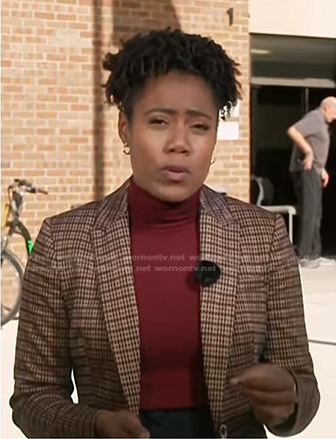 Priscilla Thompson's brown plaid blazer on NBC News Daily