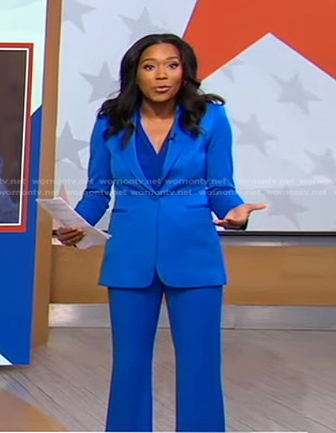 Rachel's blue satin pant suit on Good Morning America