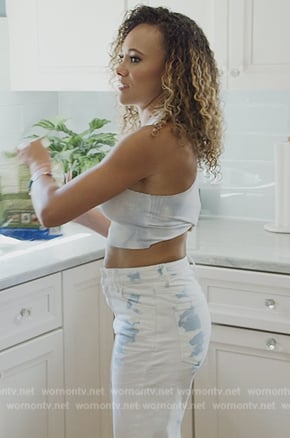 Ashley's white dye dye jeans on The Real Housewives of Potomac