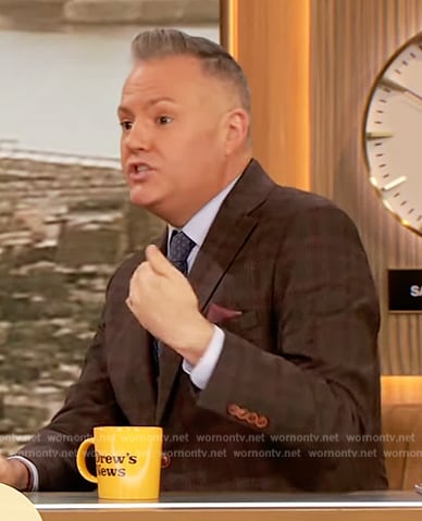 Ross's brown plaid blazer on The Drew Barrymore Show