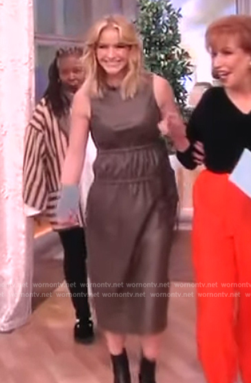Sara's brown leather sleeveless dress on The View