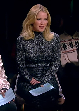 Sara's black metallic bell sleeve sweater and skirt on The View