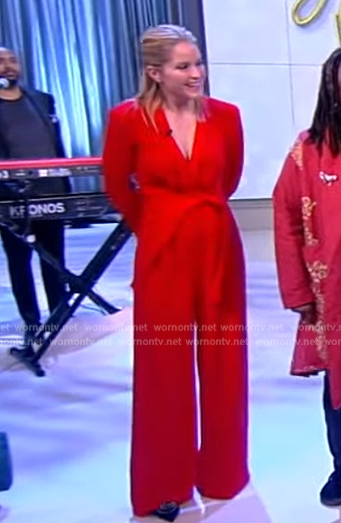 Sara's red belted jumpsuit on The View