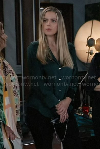 Sasha's green button down blouse on General Hospital