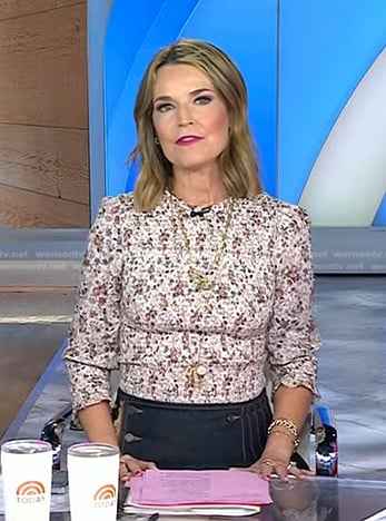 Savannah’s floral smocked top and pleated denim skirt on Today