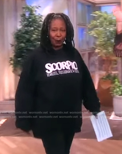 Whoopi's black Scorpio sweathshirt on The View