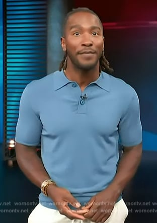 Scott's blue polo on Access Hollywood