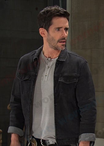 Shawn's black denim zip jacket on Days of our Lives