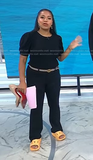 Sheinelle's orange sandals and belt on Today