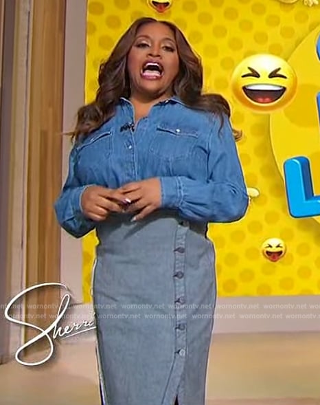 Sherri's two-tone denim skirt on Sherri