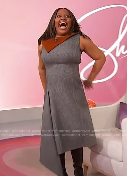 Sherri's gray contrast asymmetric dress on Sherri