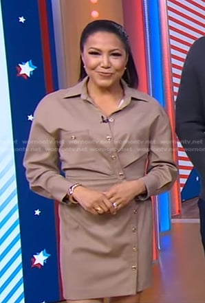 Stephanie's beige shirtdress on Good Morning America