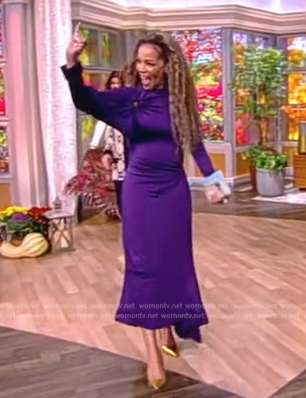 Sunny's purple ring cutout dress on The View