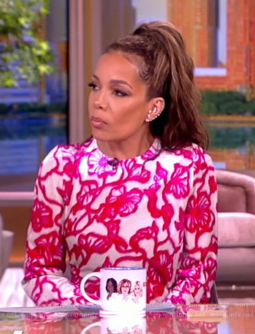 Sunny's pink floral long sleeve dress on The View