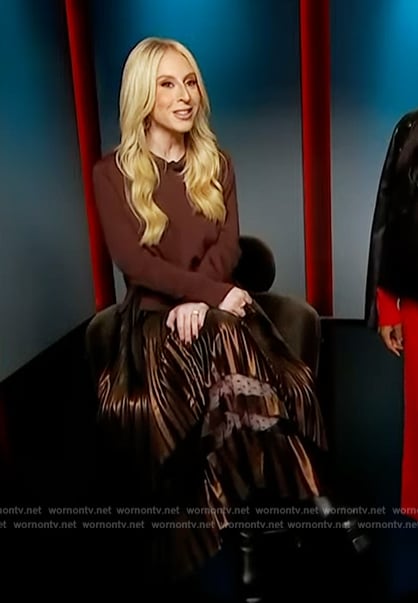 Sydney Sadick's brown pleated sweater dress on Access Hollywood
