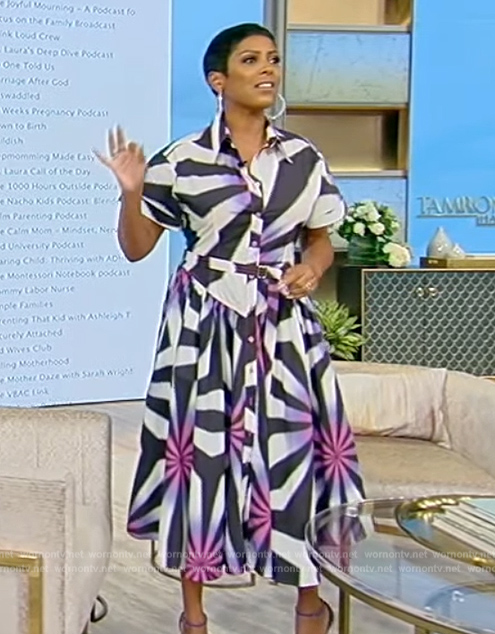 Tamron's printed shirtdress on Tamron Hall Show