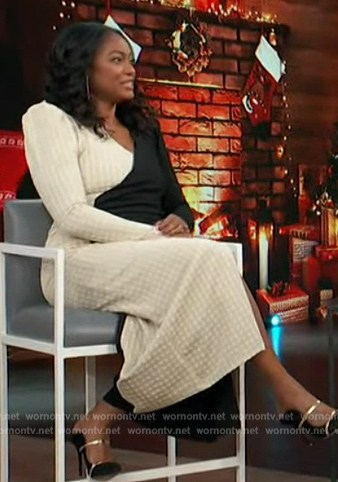 Tatyana Ali's two tone knit dress on Access Hollywood