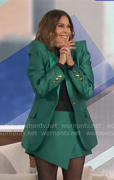 Teri Hatcher's green blazer and skort set on The Talk