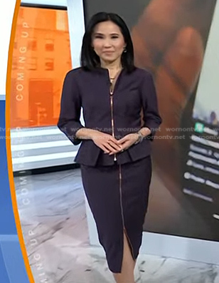 Vicky's purple peplum jacket and skirt on Today