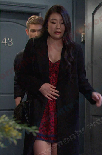 Wendy's red printed mini dress on Days of our Lives