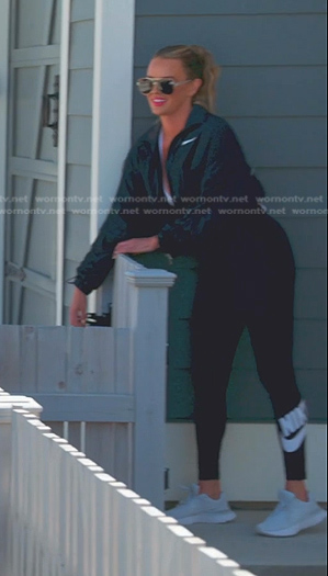 Whitney's black bomber jacket and leggings on The Real Housewives of Salt Lake City