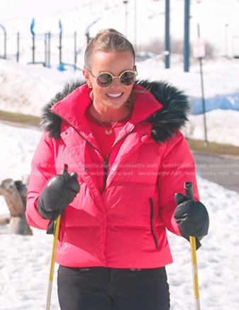 Whitney's bright orange down jacket on The Real Housewives of Salt Lake City