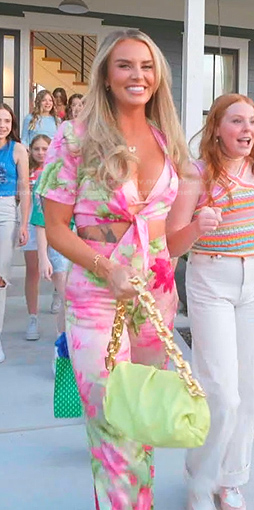 Whitney's pink floral cropped shirt and pants on The Real Housewives of Salt Lake City
