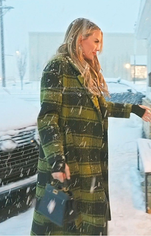 Whitney's black and yellow plaid coat on The Real Housewives of Salt Lake City