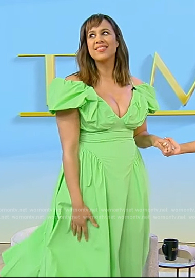 Zawe Ashton's green dress on Tamron Hall Show