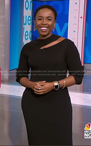 Zinhle's black cutout ribbed dress on NBC News Daily