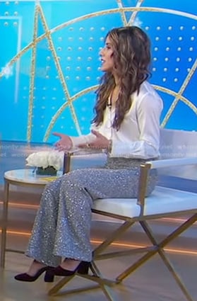 Jenna Guarneri's embellished tweed pants on Good Morning America