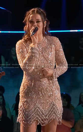 Kristen Brown's embellished beaded mesh dress on The Voice