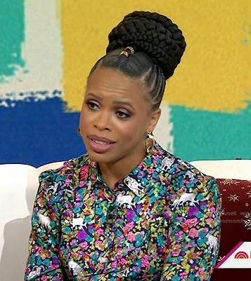 Nedra Glover Tawwab's multicolor goat print dress on Today
