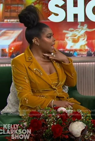 Taraji P Henson's velvet embellished suit on The Kelly Clarkson Show