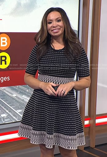 Adelle's black striped skater dress on Today