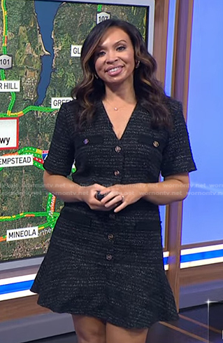 Adelle's black tweed dress on Today
