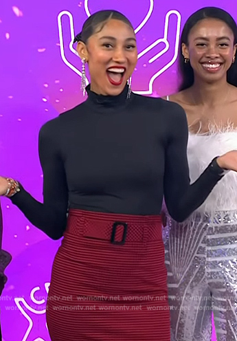 Ally Love's red belted skirt on Today