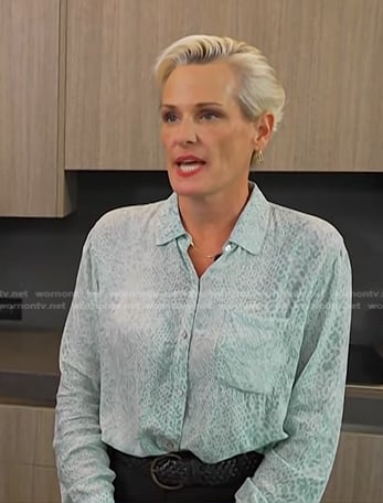 Anna Hochkammer's light blue snakeskin shirt on NBC News Daily
