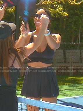 Annemarie's black sports bra and tennis skirt on The Real Housewives of Beverly Hills