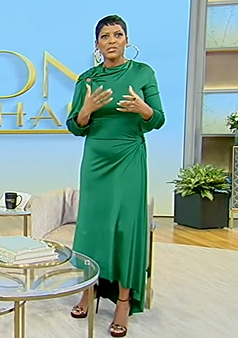 Tamron's green ring cutout detail dress on Tamron Hall Show