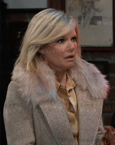 Ava's herringbone fur collar coat on General Hospital