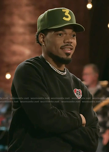 Chance the Rapper's black heart patch sweatshirt on The Voice