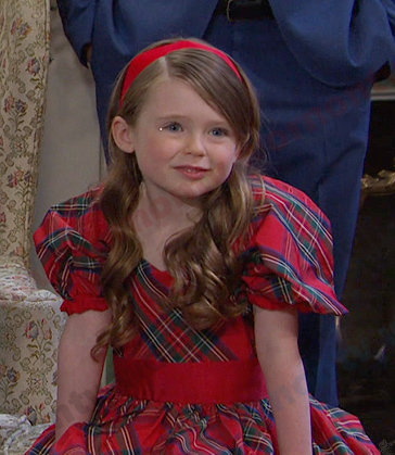 Charlotte's red plaid puff sleeve dress on Days of our Lives