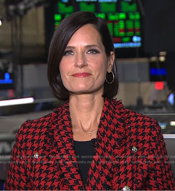 Contessa Brewer's red houndstooth blazer on NBC News Daily