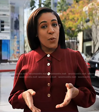 Dana Griffin's red knit polo dress on NBC News Daily