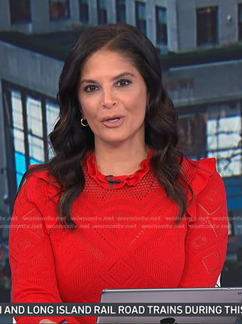 Darlene's red ruffle neck knit dress on Today